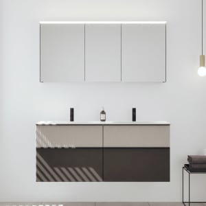 burgbad Fiumo 2.0 Badmöbelset 142 cm mit Waschtisch mit Unterschrank mit Griff G0200 und Spiegelschrank