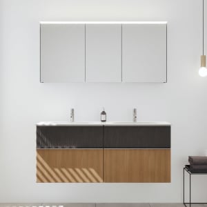 burgbad Fiumo 2.0 Badmöbelset 142 cm mit Waschtisch mit Unterschrank mit Griff G0146 und Spiegelschrank