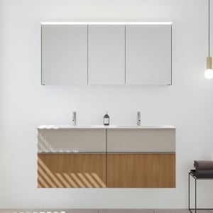 burgbad Fiumo 2.0 Badmöbelset 142 cm mit Waschtisch mit Unterschrank mit Griff G0146 und Spiegelschrank