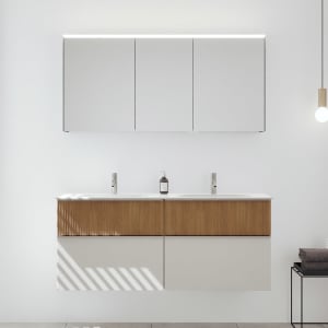 burgbad Fiumo 2.0 Badmöbelset 142 cm mit Waschtisch mit Unterschrank mit Griff G0146 und Spiegelschrank