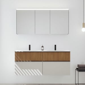 burgbad Fiumo 2.0 Badmöbelset 142 cm mit Waschtisch mit Unterschrank mit Griff G0200 und Spiegelschrank