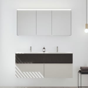 burgbad Fiumo 2.0 Badmöbelset 142 cm mit Waschtisch mit Unterschrank mit Griff G0146 und Spiegelschrank