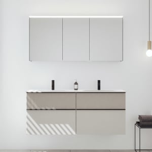 burgbad Fiumo 2.0 Badmöbelset 142 cm mit Waschtisch mit Unterschrank mit Griff G0200 und Spiegelschrank