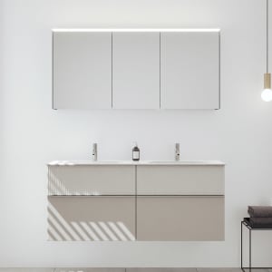 burgbad Fiumo 2.0 Badmöbelset 142 cm mit Waschtisch mit Unterschrank mit Griff G0146 und Spiegelschrank