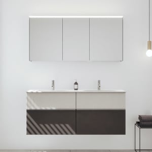 burgbad Fiumo 2.0 Badmöbelset 142 cm mit Waschtisch mit Unterschrank mit Griff G0146 und Spiegelschrank