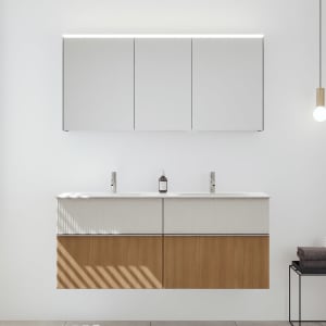 burgbad Fiumo 2.0 Badmöbelset 142 cm mit Waschtisch mit Unterschrank mit Griff G0146 und Spiegelschrank