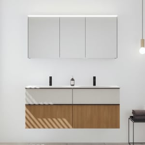 burgbad Fiumo 2.0 Badmöbelset 142 cm mit Waschtisch mit Unterschrank mit Griff G0200 und Spiegelschrank