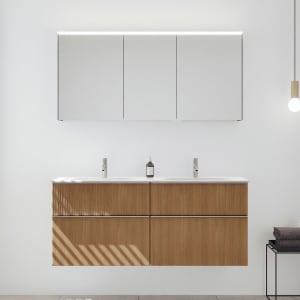 burgbad Fiumo 2.0 Badmöbelset 142 cm mit Waschtisch mit Unterschrank mit Griff G0146 und Spiegelschrank