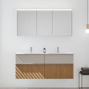 burgbad Fiumo 2.0 Badmöbelset 142 cm mit Waschtisch mit Unterschrank mit Griff G0146 und Spiegelschrank