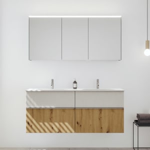 burgbad Fiumo 2.0 Badmöbelset 142 cm mit Waschtisch mit Unterschrank mit Griff G0146 und Spiegelschrank