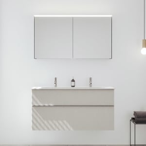 burgbad Fiumo 2.0 Badmöbelset 122 cm mit Waschtisch mit Unterschrank mit Griff G0146 und Spiegelschrank