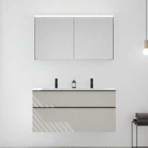 burgbad Fiumo 2.0 Badmöbelset 122 cm mit Waschtisch mit Unterschrank mit Griff G0200 und Spiegelschrank