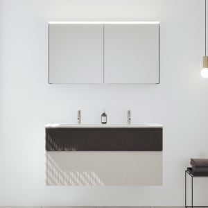 burgbad Fiumo 2.0 Badmöbelset 122 cm mit Waschtisch mit Unterschrank mit Griff G0146 und Spiegelschrank