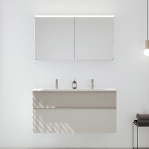 burgbad Fiumo 2.0 Badmöbelset 122 cm mit Waschtisch mit Unterschrank mit Griff G0146 und Spiegelschrank