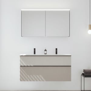 burgbad Fiumo 2.0 Badmöbelset 122 cm mit Waschtisch mit Unterschrank mit Griff G0200 und Spiegelschrank