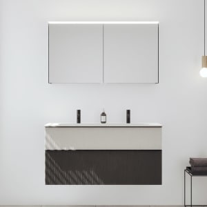 burgbad Fiumo 2.0 Badmöbelset 122 cm mit Waschtisch mit Unterschrank mit Griff G0200 und Spiegelschrank