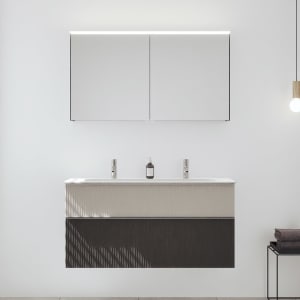 burgbad Fiumo 2.0 Badmöbelset 122 cm mit Waschtisch mit Unterschrank mit Griff G0146 und Spiegelschrank