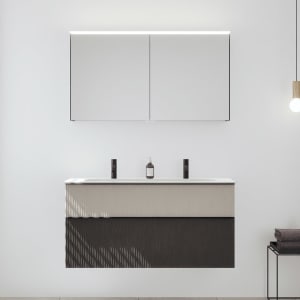 burgbad Fiumo 2.0 Badmöbelset 122 cm mit Waschtisch mit Unterschrank mit Griff G0200 und Spiegelschrank