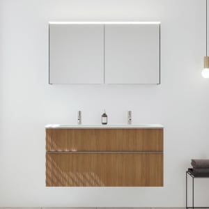 burgbad Fiumo 2.0 Badmöbelset 122 cm mit Waschtisch mit Unterschrank mit Griff G0146 und Spiegelschrank