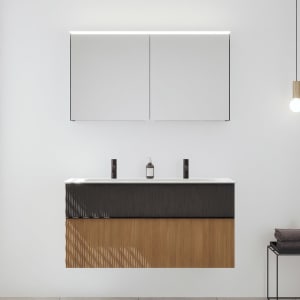 burgbad Fiumo 2.0 Badmöbelset 122 cm mit Waschtisch mit Unterschrank mit Griff G0200 und Spiegelschrank