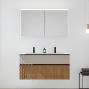 burgbad Fiumo 2.0 Badmöbelset 122 cm mit Waschtisch mit Unterschrank mit Griff G0200 und Spiegelschrank