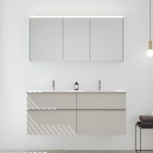 burgbad Fiumo 2.0 Badmöbelset 142 cm mit Waschtisch mit Unterschrank mit Griff G0146 und Spiegelschrank