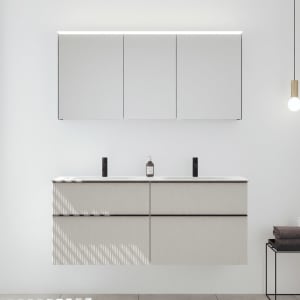 burgbad Fiumo 2.0 Badmöbelset 142 cm mit Waschtisch mit Unterschrank mit Griff G0200 und Spiegelschrank