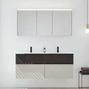 burgbad Fiumo 2.0 Badmöbelset 142 cm mit Waschtisch mit Unterschrank mit Griff G0200 und Spiegelschrank