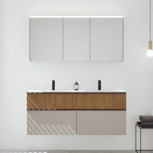 burgbad Fiumo 2.0 Badmöbelset 142 cm mit Waschtisch mit Unterschrank mit Griff G0200 und Spiegelschrank