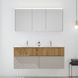 burgbad Fiumo 2.0 Badmöbelset 142 cm mit Waschtisch mit Unterschrank mit Griff G0146 und Spiegelschrank