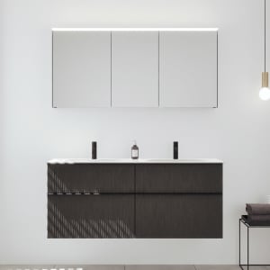 burgbad Fiumo 2.0 Badmöbelset 142 cm mit Waschtisch mit Unterschrank mit Griff G0200 und Spiegelschrank