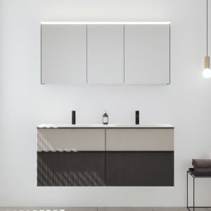 burgbad Fiumo 2.0 Badmöbelset 142 cm mit Waschtisch mit Unterschrank mit Griff G0200 und Spiegelschrank