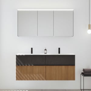 burgbad Fiumo 2.0 Badmöbelset 142 cm mit Waschtisch mit Unterschrank mit Griff G0200 und Spiegelschrank