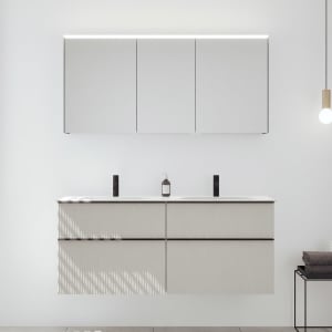 burgbad Fiumo 2.0 Badmöbelset 142 cm mit Waschtisch mit Unterschrank mit Griff G0200 und Spiegelschrank