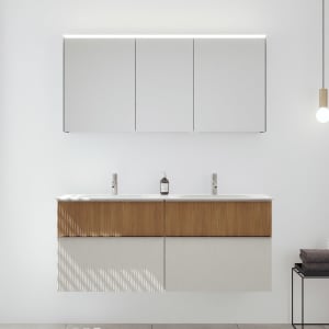 burgbad Fiumo 2.0 Badmöbelset 142 cm mit Waschtisch mit Unterschrank mit Griff G0146 und Spiegelschrank