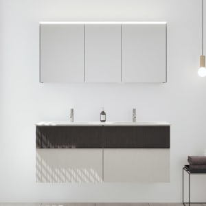 burgbad Fiumo 2.0 Badmöbelset 142 cm mit Waschtisch mit Unterschrank mit Griff G0146 und Spiegelschrank