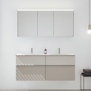 burgbad Fiumo 2.0 Badmöbelset 142 cm mit Waschtisch mit Unterschrank mit Griff G0146 und Spiegelschrank