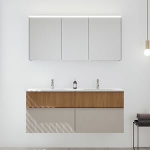 burgbad Fiumo 2.0 Badmöbelset 142 cm mit Waschtisch mit Unterschrank mit Griff G0146 und Spiegelschrank