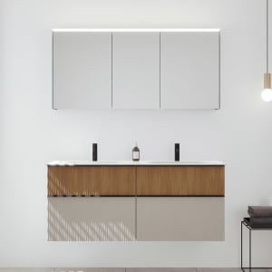 burgbad Fiumo 2.0 Badmöbelset 142 cm mit Waschtisch mit Unterschrank mit Griff G0200 und Spiegelschrank