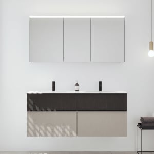 burgbad Fiumo 2.0 Badmöbelset 142 cm mit Waschtisch mit Unterschrank mit Griff G0200 und Spiegelschrank