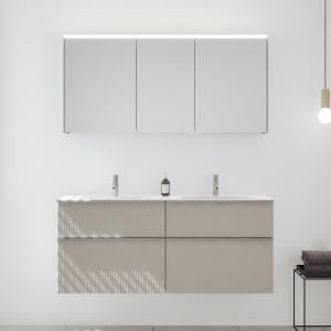 burgbad Fiumo 2.0 Badmöbelset 142 cm mit Waschtisch mit Unterschrank mit Griff G0146 und Spiegelschrank