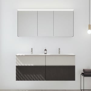 burgbad Fiumo 2.0 Badmöbelset 142 cm mit Waschtisch mit Unterschrank mit Griff G0146 und Spiegelschrank