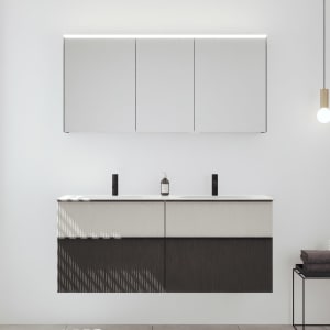 burgbad Fiumo 2.0 Badmöbelset 142 cm mit Waschtisch mit Unterschrank mit Griff G0200 und Spiegelschrank