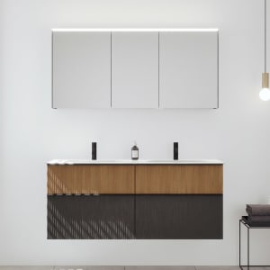 burgbad Fiumo 2.0 Badmöbelset 142 cm mit Waschtisch mit Unterschrank mit Griff G0200 und Spiegelschrank