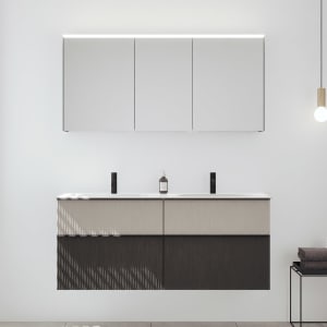 burgbad Fiumo 2.0 Badmöbelset 142 cm mit Waschtisch mit Unterschrank mit Griff G0200 und Spiegelschrank