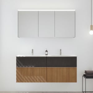 burgbad Fiumo 2.0 Badmöbelset 142 cm mit Waschtisch mit Unterschrank mit Griff G0146 und Spiegelschrank