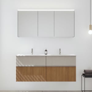 burgbad Fiumo 2.0 Badmöbelset 142 cm mit Waschtisch mit Unterschrank mit Griff G0146 und Spiegelschrank