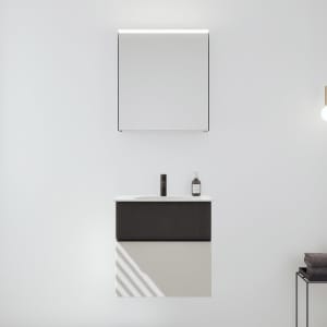 burgbad Fiumo 2.0 Badmöbelset 62 cm mit Waschtisch mit Unterschrank mit Griff G0200 und Spiegelschrank