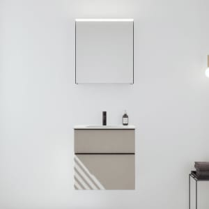 burgbad Fiumo 2.0 Badmöbelset 62 cm mit Waschtisch mit Unterschrank mit Griff G0200 und Spiegelschrank