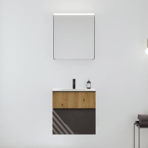 burgbad Fiumo 2.0 Badmöbelset 62 cm mit Waschtisch mit Unterschrank mit Griff G0200 und Spiegelschrank